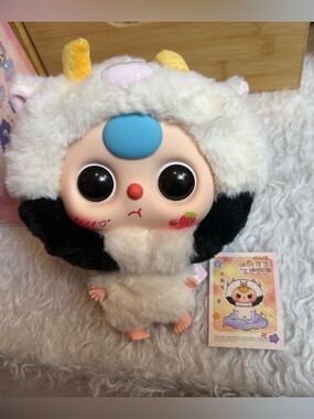 400% Baby three big head zipper pouch bag cow